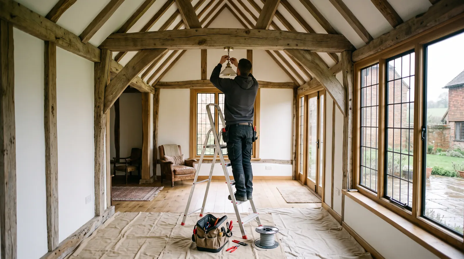 Electrician arriving at a home in Staplehurst